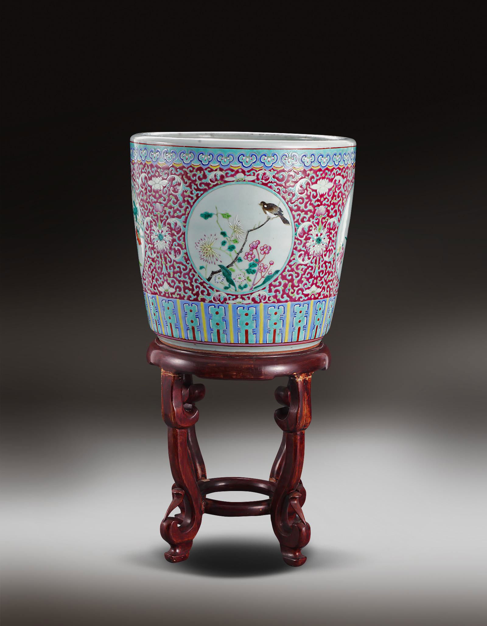 A Chinese Famille Rose Flower and Bird Planter (1 of 8)