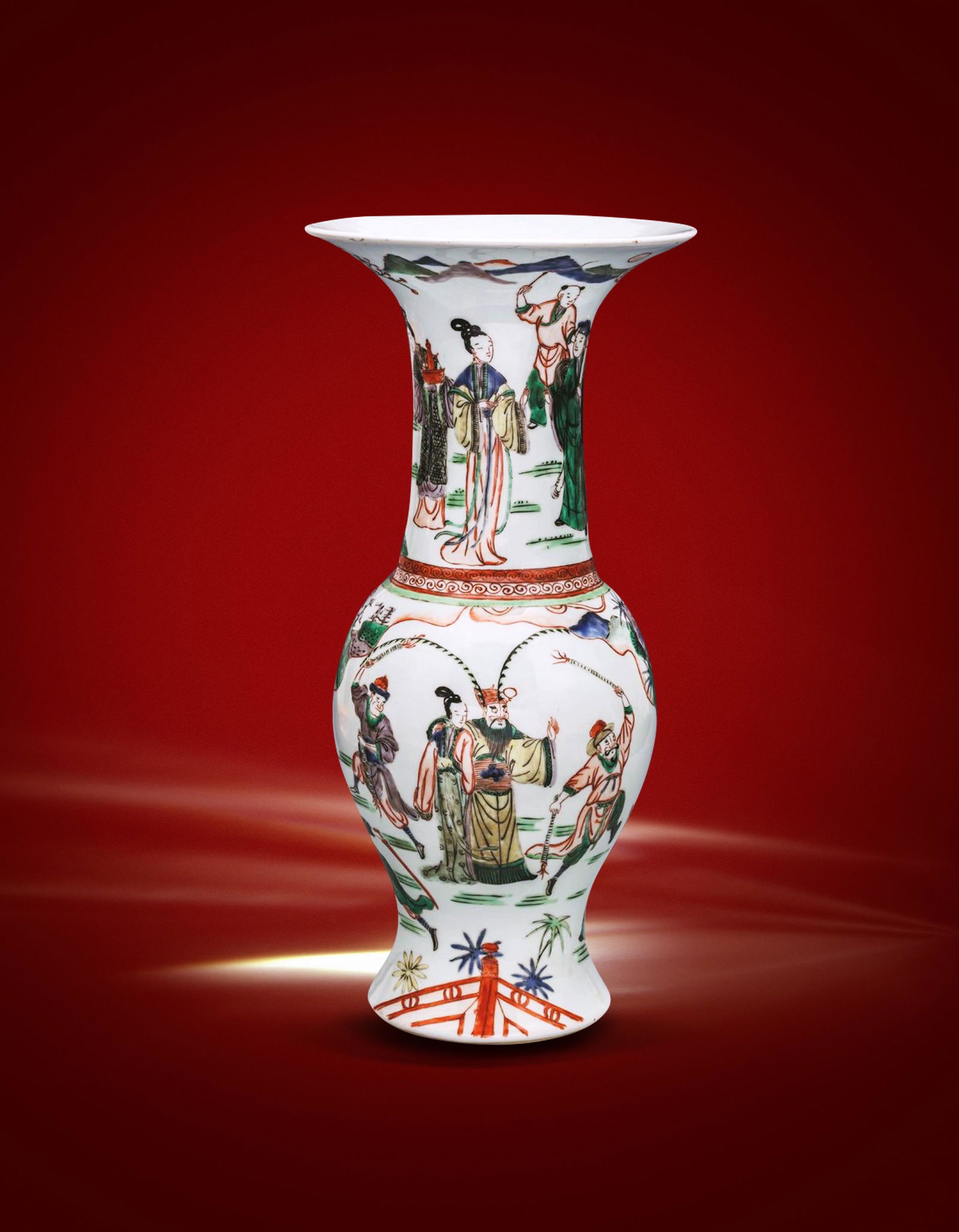 A Chinese Figure Wucai Figure Gu Qing Dynasty 1636-1912 (1 of 7)