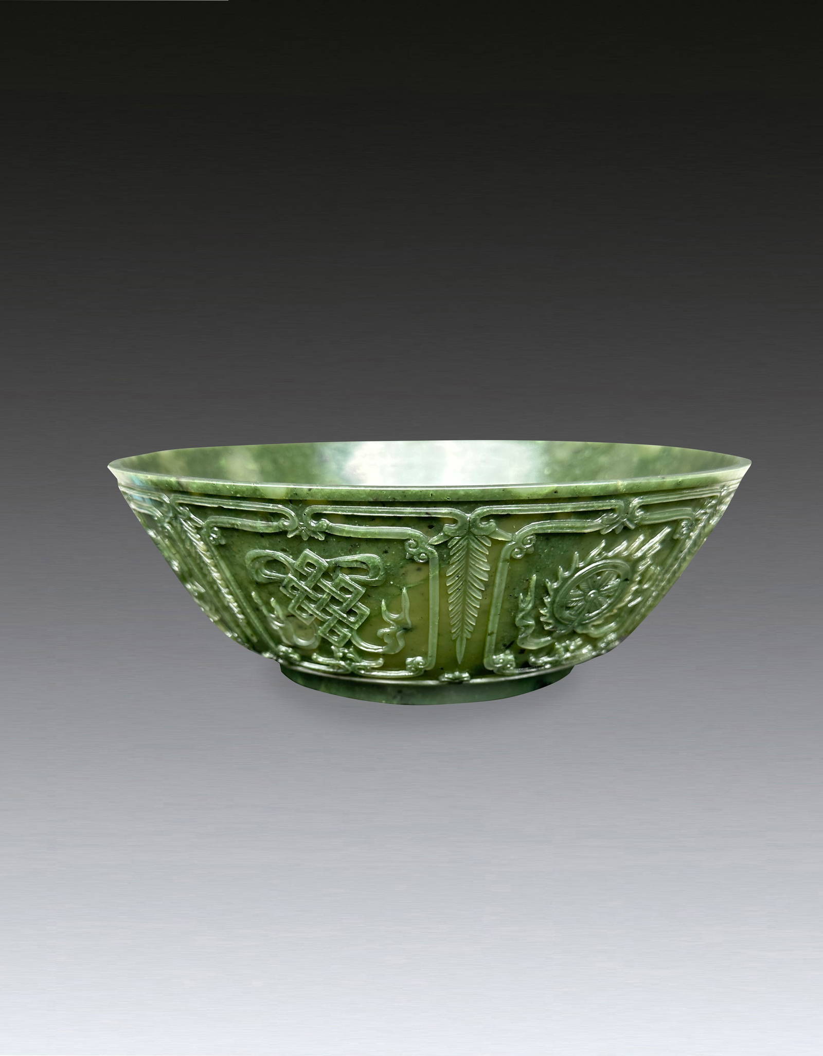 An Imperial Chinese Spanish Jade Eight Treasure Bowl Qing Qianlong 1736