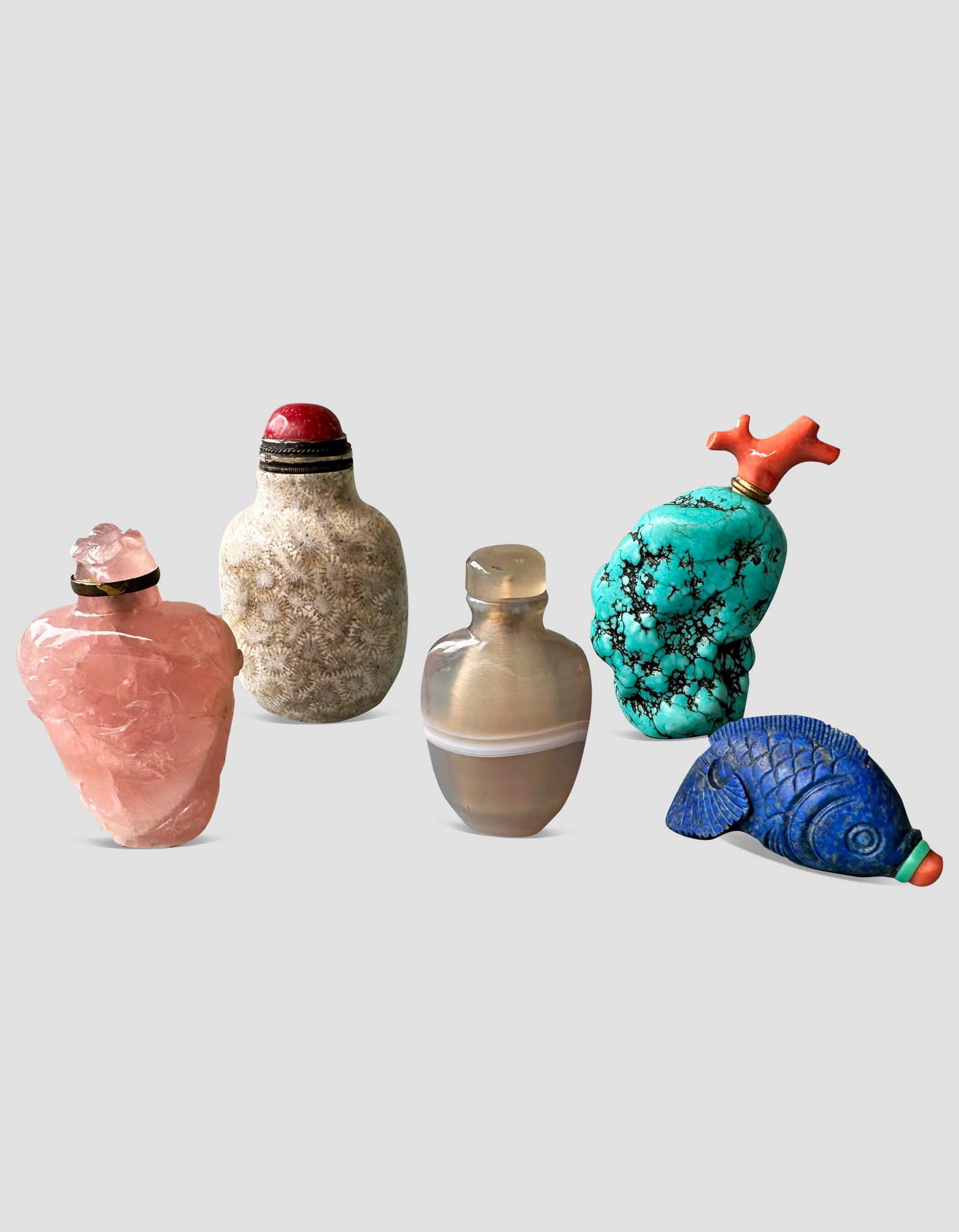 Group of Turquoise Agate Crystal Snuff Bottle Mid Qing Dynasty (1 of 8)