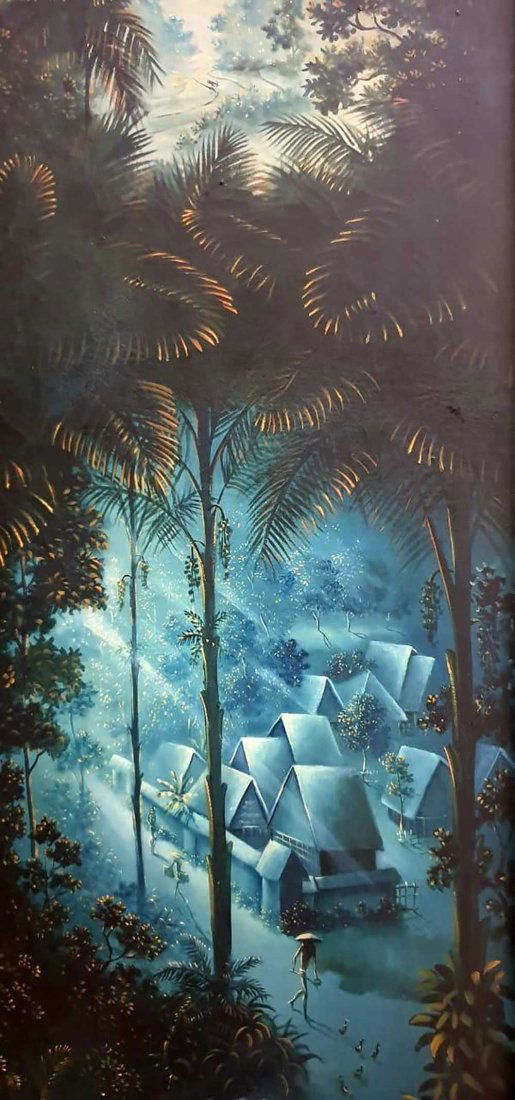 Walter Spies Farmers in Bali Landscape oil on Canvas: lot181001-181014 同一收藏家提供same collector providedWalter Spies油画峇里岛风景Walter Spies Farmers in Bali Landsca