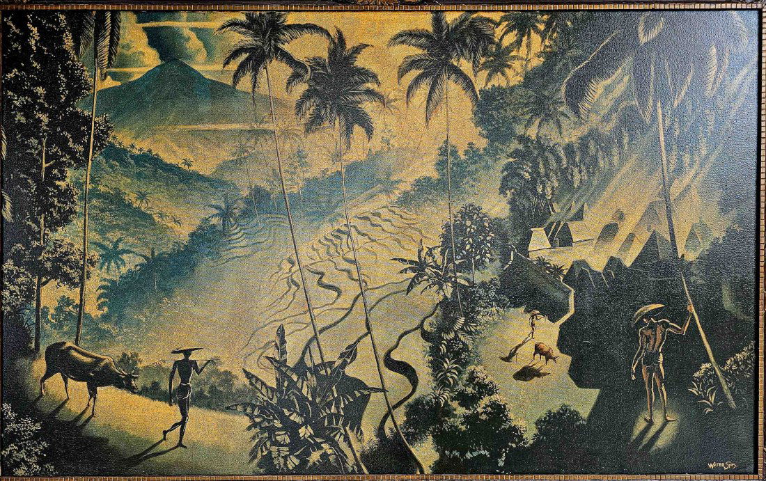 Walter Spies Landscape oil on Canvas: 191007 Walter Spies油画风景 Walter Spies Landscape oil on Canvas USD18000-22000 164.5x101.5cm 来源：Dr. Maier bought his first painting at the Nagel Auction i