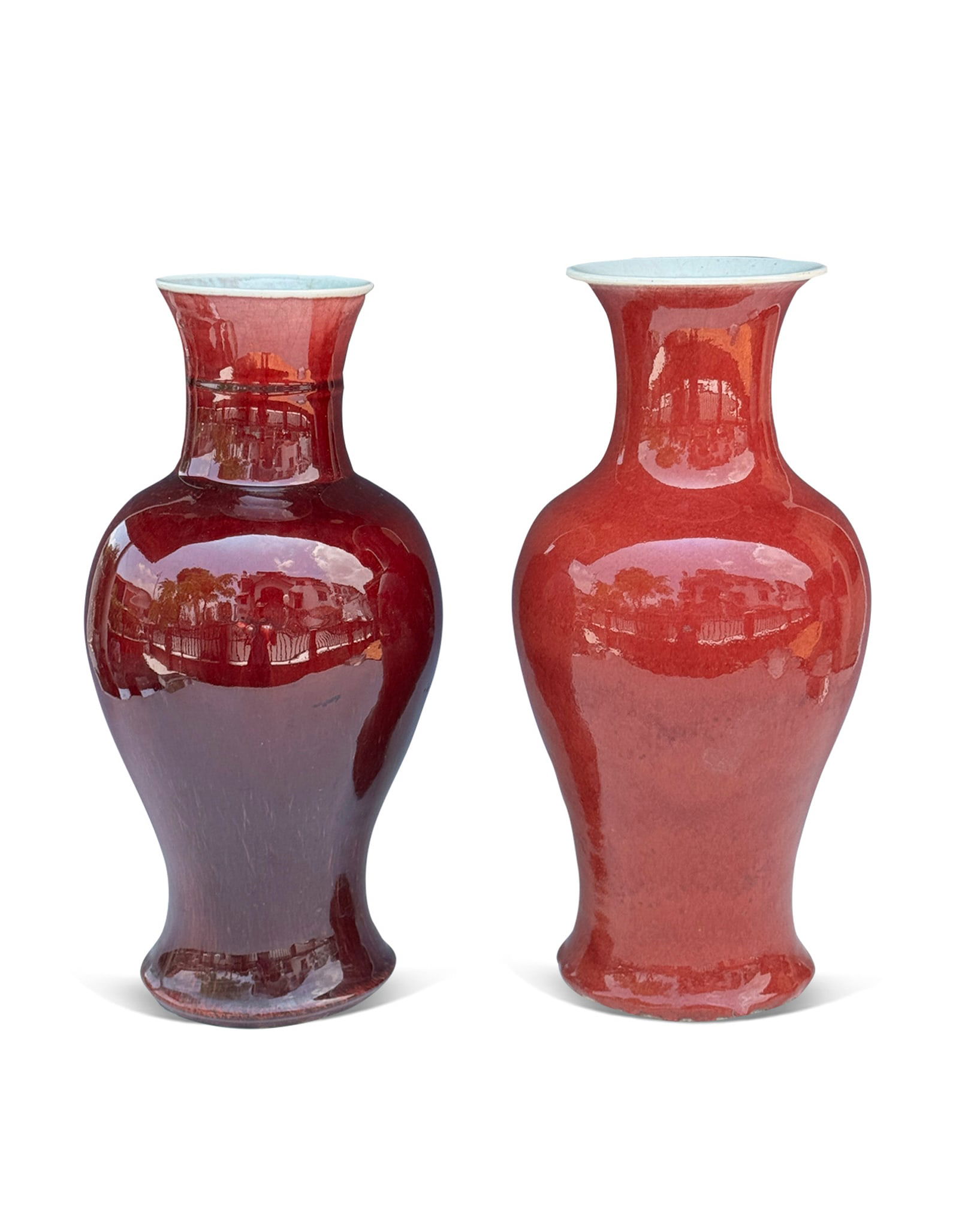 Two Red Glazed Vase Qing Dynasty 1644-1912 (1 of 3)