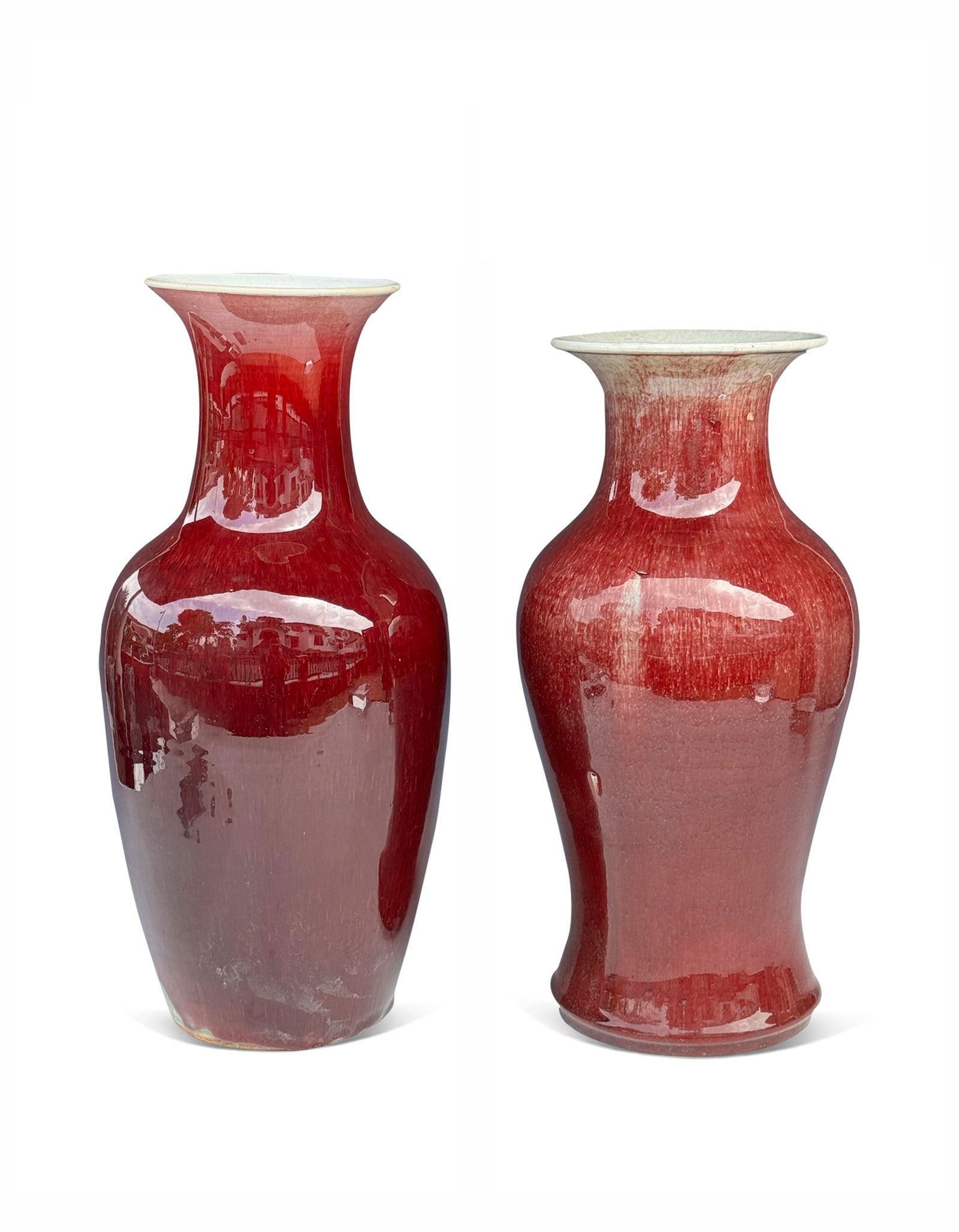 Two Red Glazed Vase Qing Dynasty 1644-1912 (1 of 3)