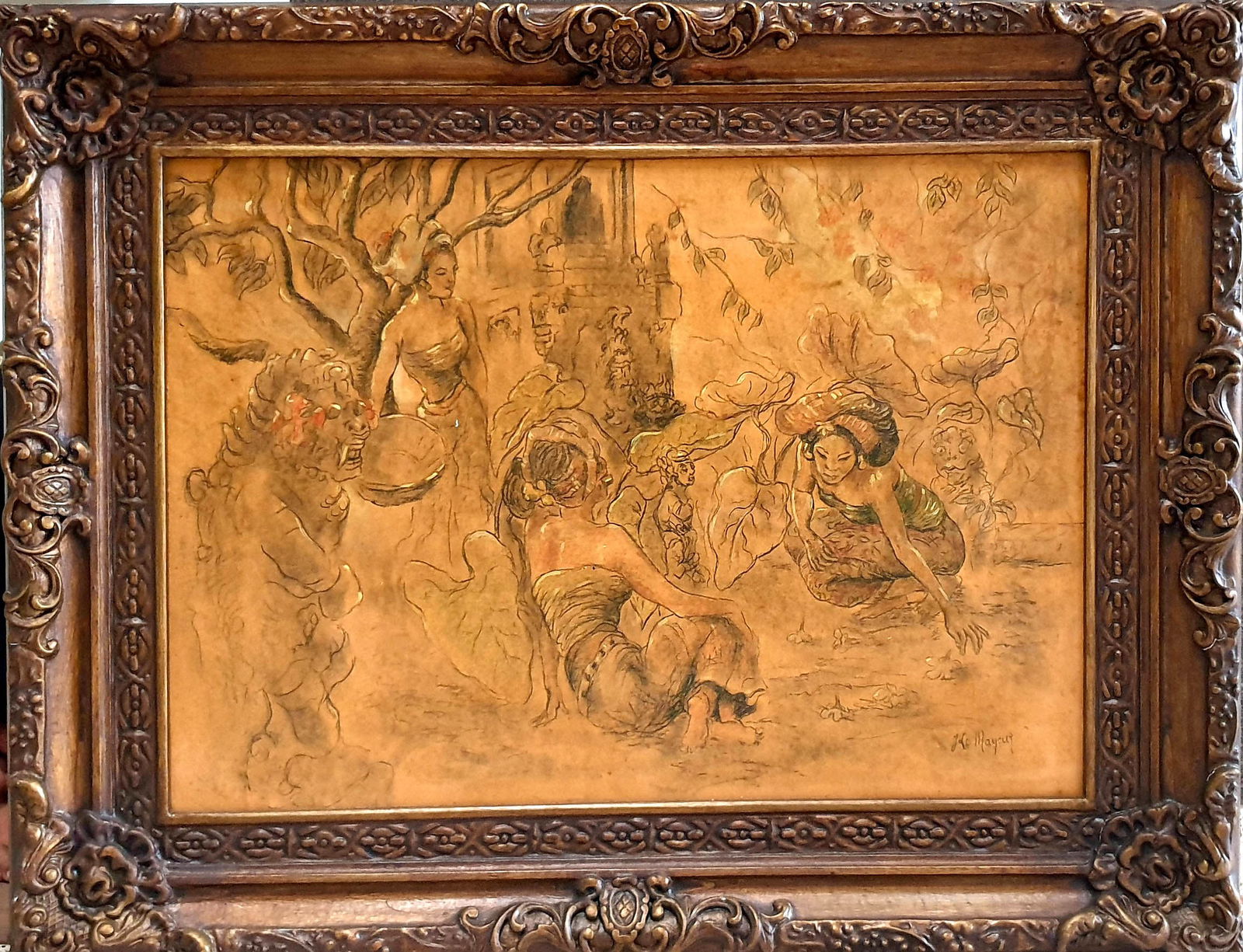 A.J. Le Mayeur Three Balinese Women 1880-1958: 251005 A.J. Le Mayeur油画三个巴厘岛女人 A.J. Le Mayeur Three Balinese Women 1880-1958 USD20000-40000 74x50cm oil on Panel 来源:Dr. Mai