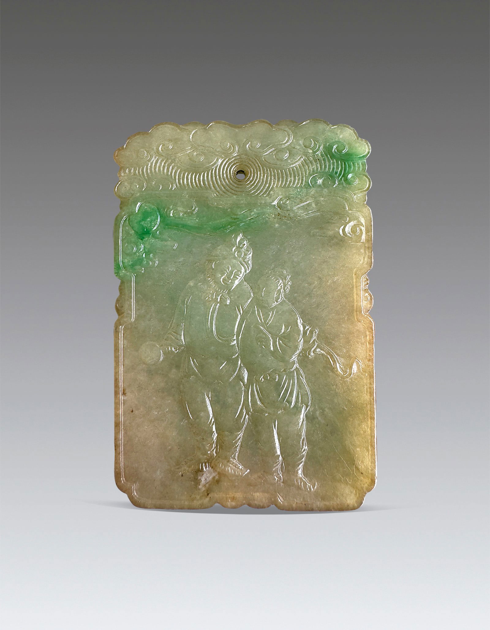 A Chinese Jadeite Figure Plaque Qing Dynasty Qianlong Period 1736-1796 (1 of 8)