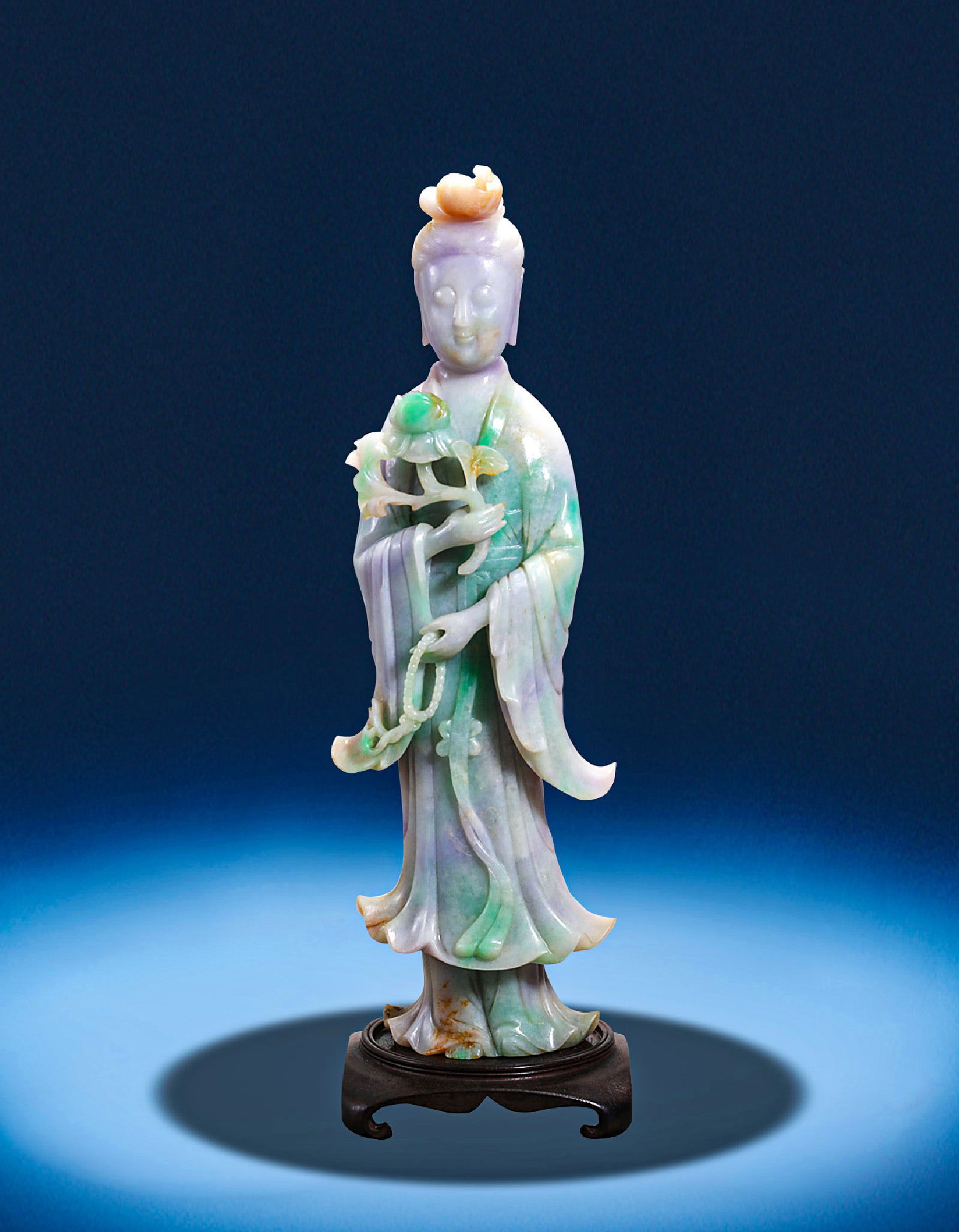 An Extremely Rare Imperial Natural Jadeite Guanyin Mid Qing Dynasty (1 of 15)
