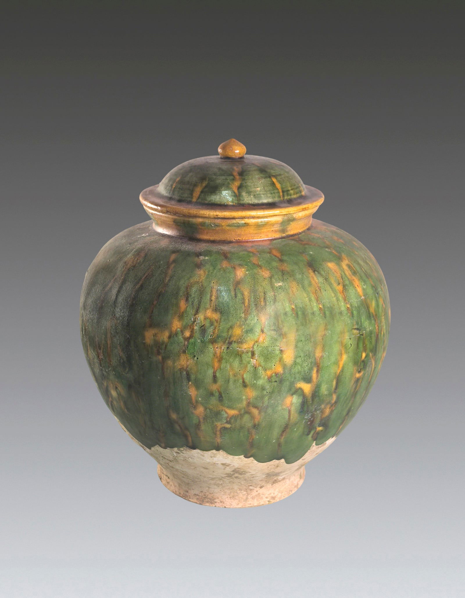 A Chinese Sancai Glazed Potrry Jar with Cover Tang Dynasty 618-907 (1 of 8)