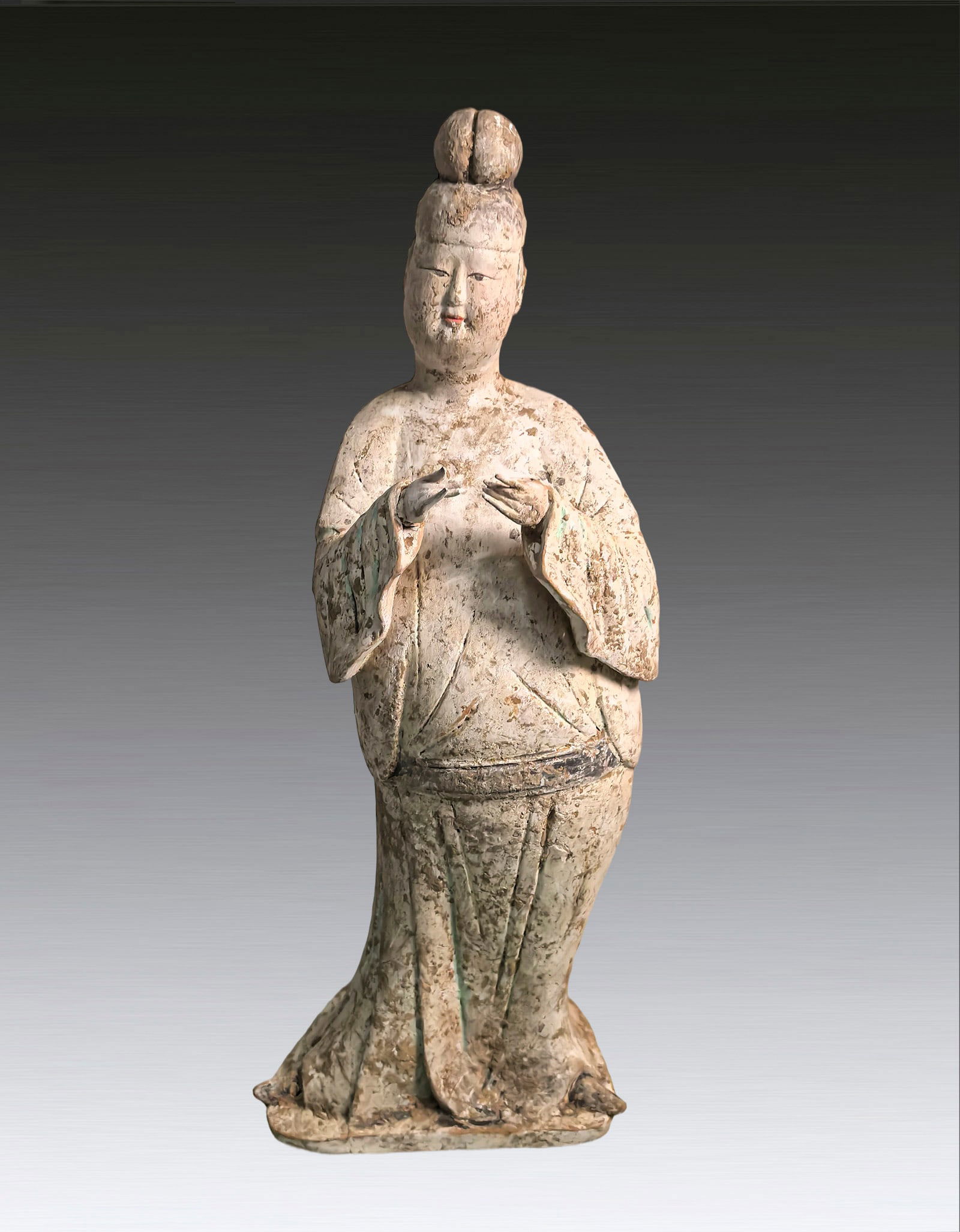 A Chinese Painted Pottry Standing Figure Tang Dynasty AD618-907 (1 of 5)