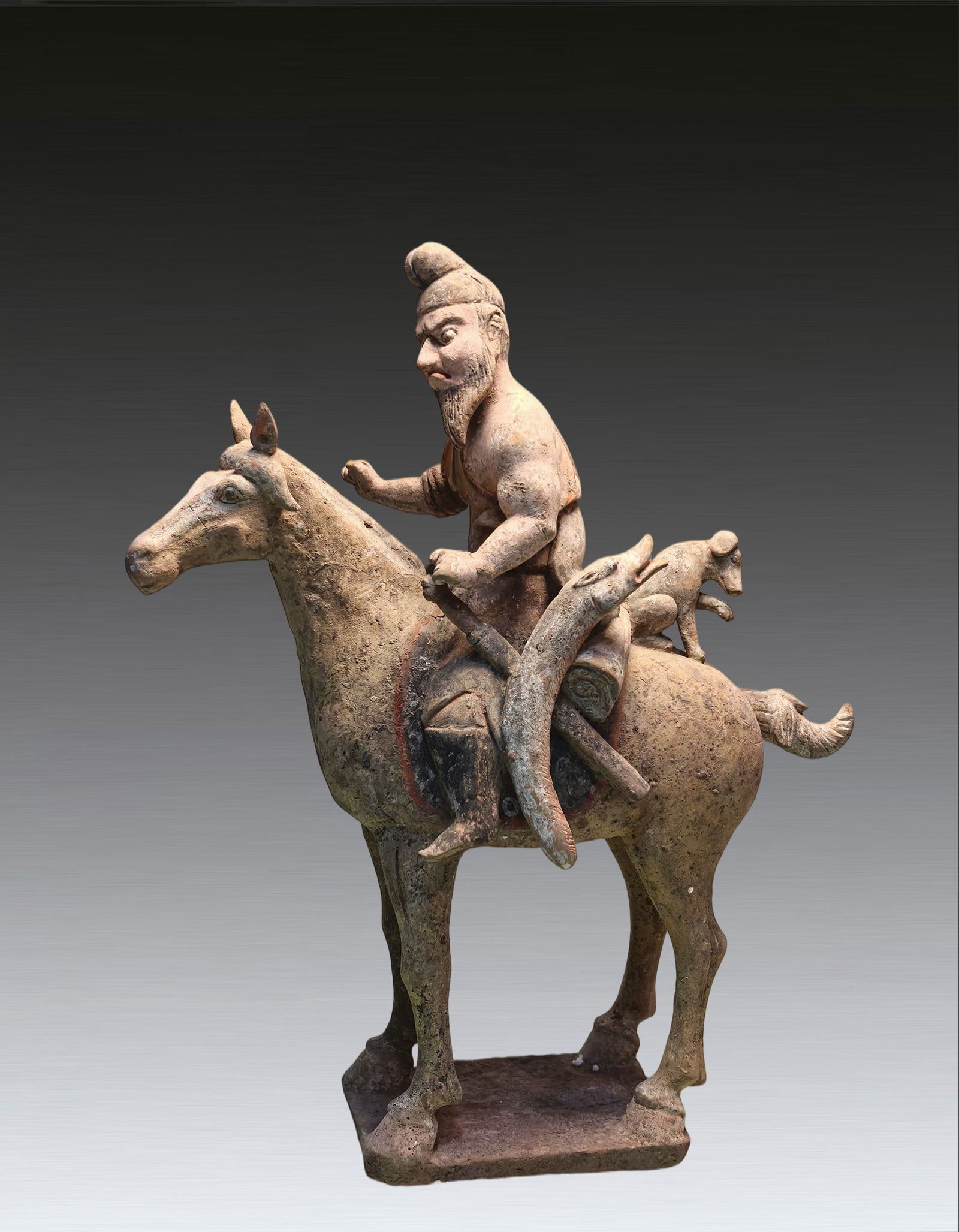 A Chinese Painted Pottry Hunting Figure Tang Dynasty AD618-907 (1 of 14)