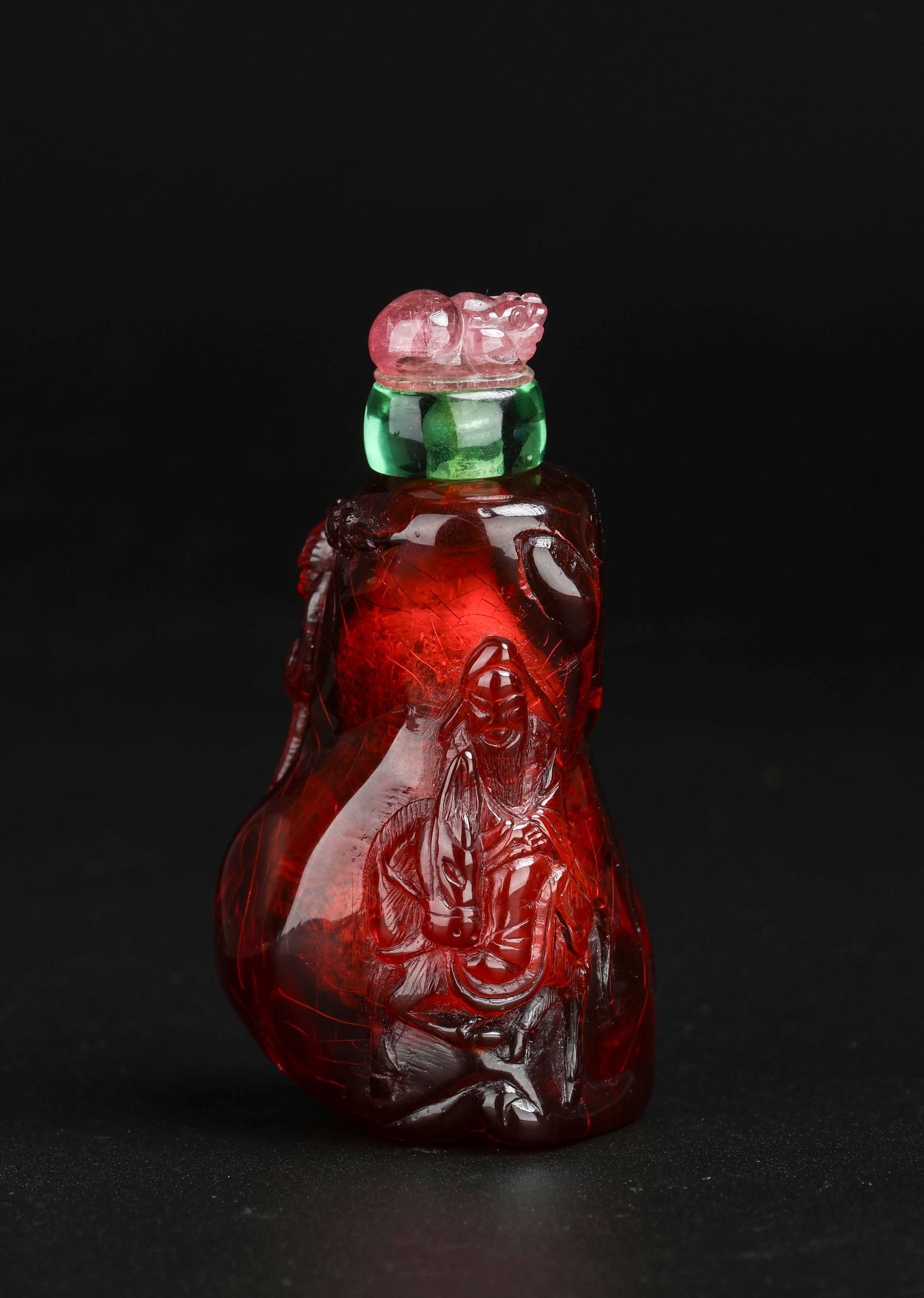 A Chinese Amber Snuff Bottle Qing Dynasty Qianlong Period 1736-1796 (1 of 7)