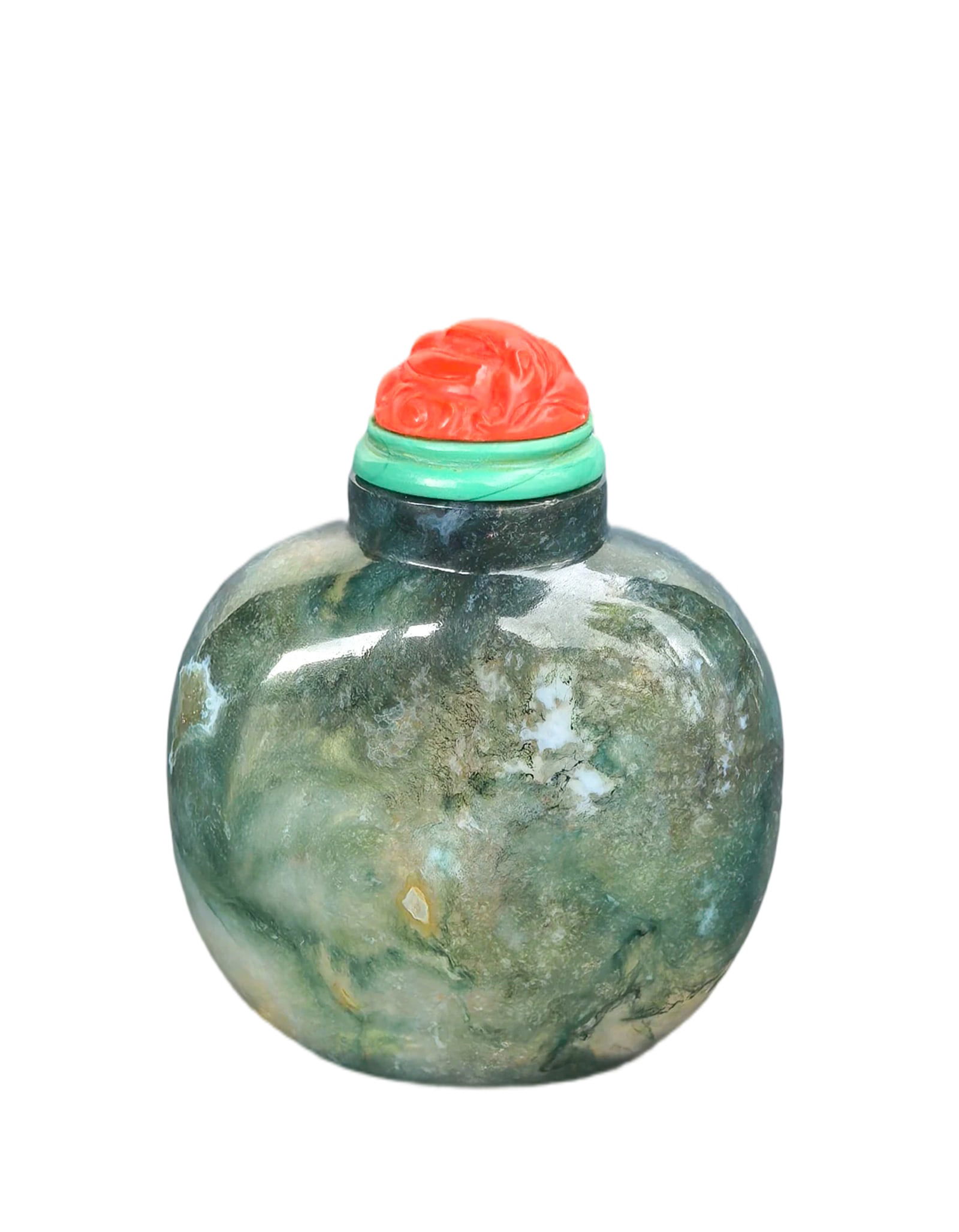 A Chinese Moss Agate snuff Bottle Qing Dynasty 1644-1912 (1 of 8)