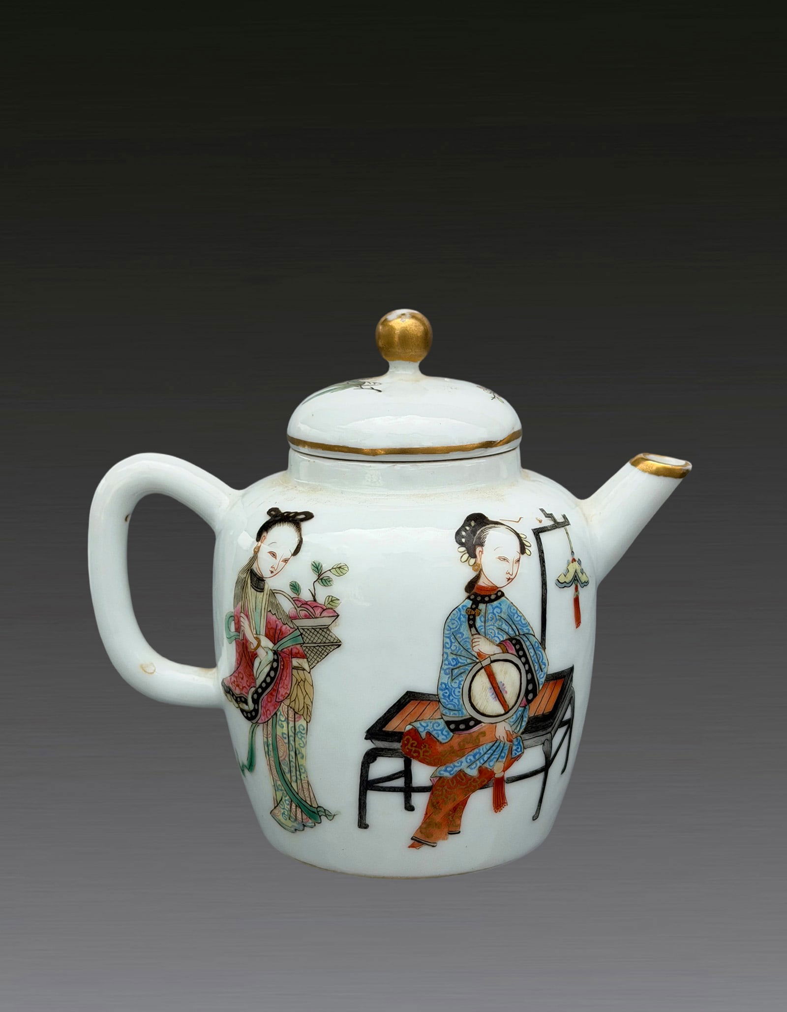A Famille Rose Figure Teapot Qing Dynasty (1 of 8)