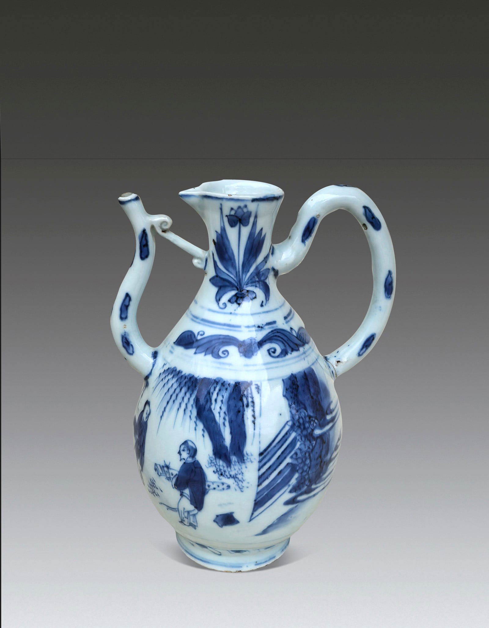 A Chinese Blue and White Figure Teapot MIng Dynasty Chongzheng Period 1611-1644 (1 of 9)
