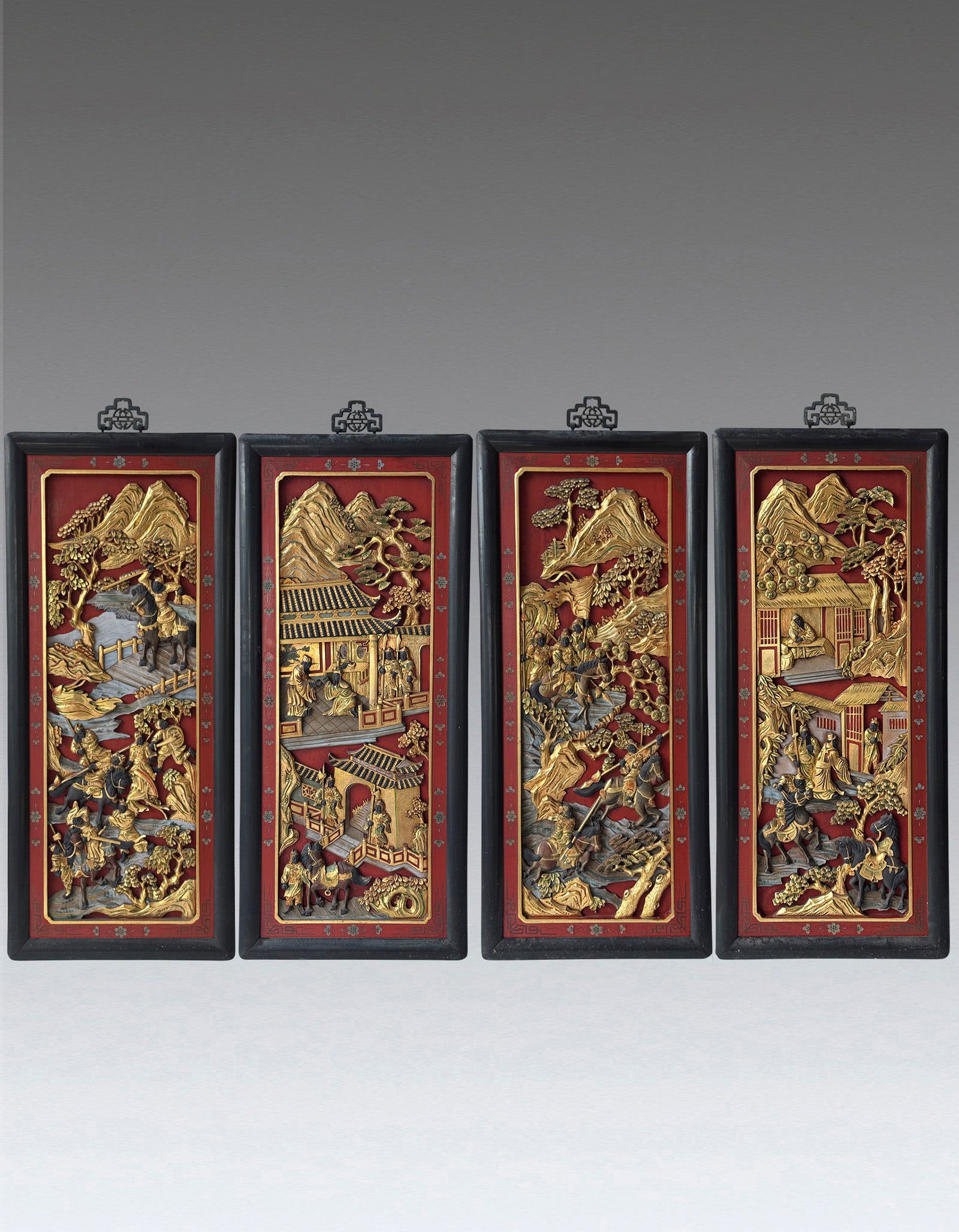 A Wooden Gilt Figure Plaque Qing Dynasty 1644-1912 (1 of 8)