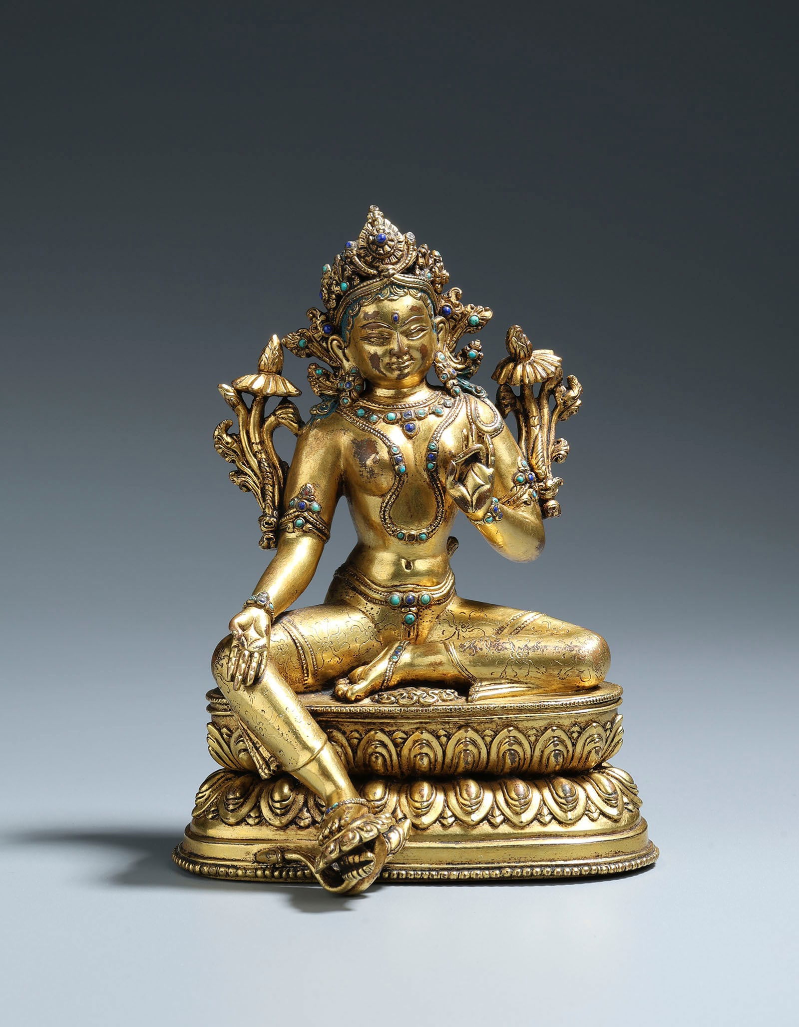 A Gilt Bronze Green Tara 15 Century (1 of 7)