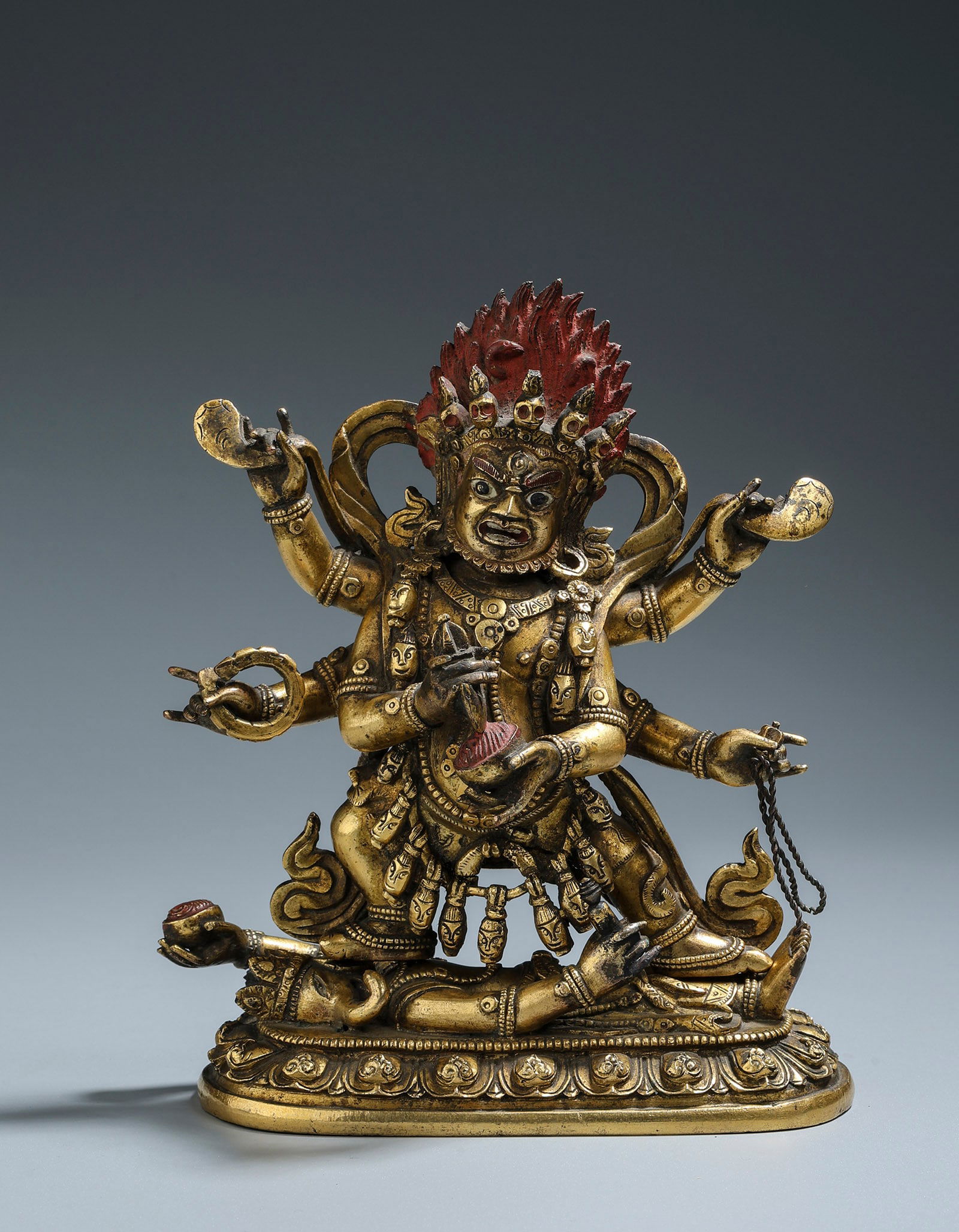 A Gilt Bronze Figure of Mahakala Qing Dynasty 1644-1912 (1 of 7)