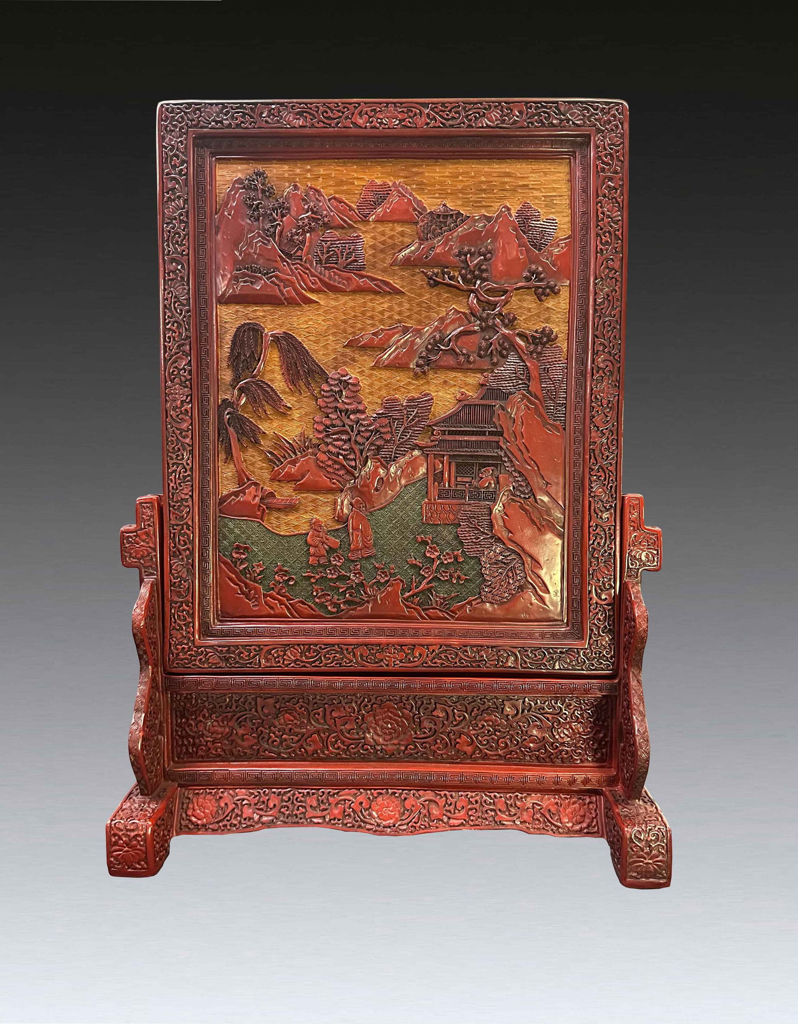 A Chinese Lacquer Figure Plaque Qing Dynasty 1644-1912 (1 of 8)