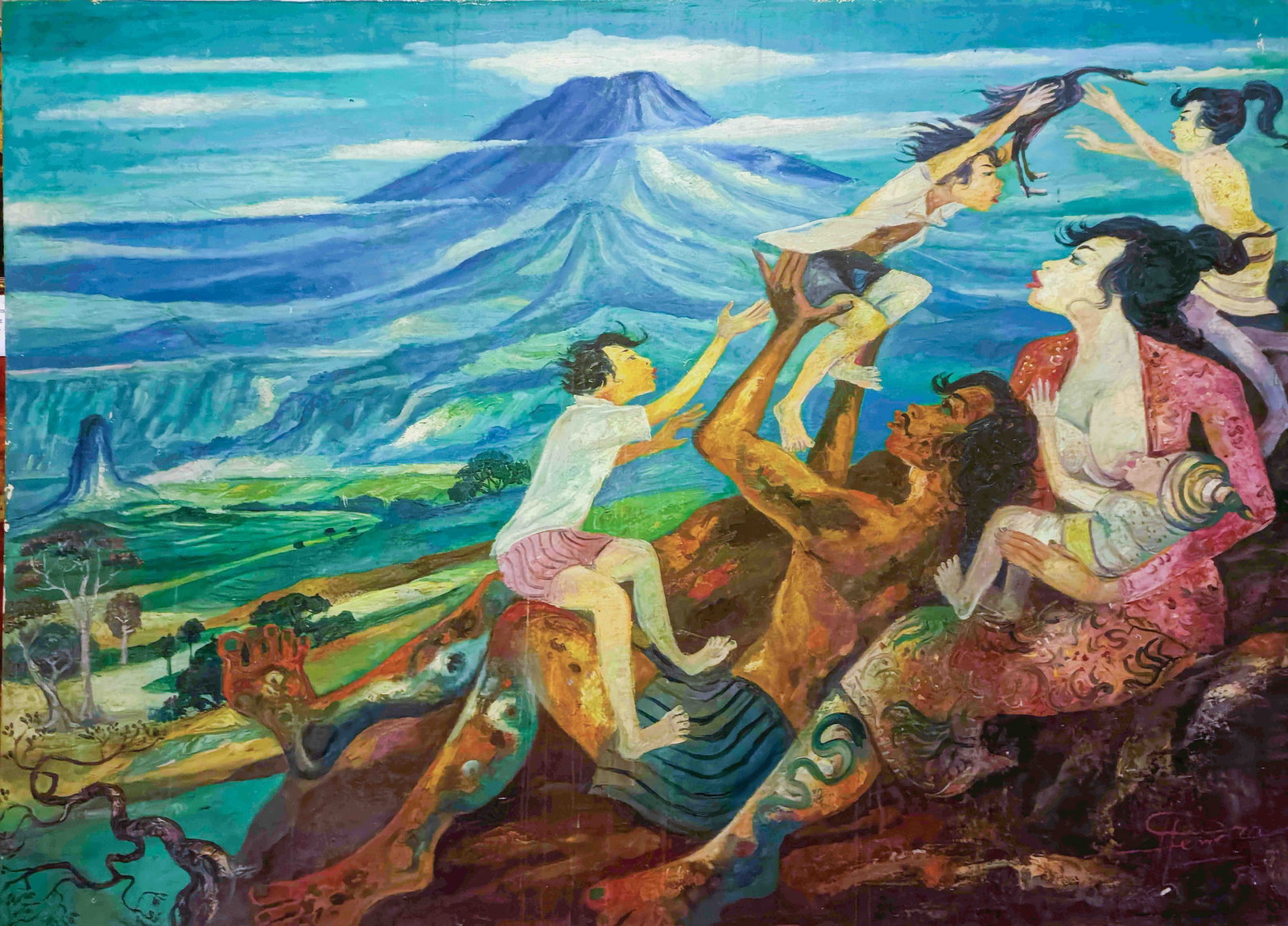 Hendra Gunawan Lady and kids acrylic on canvas (1 of 9)