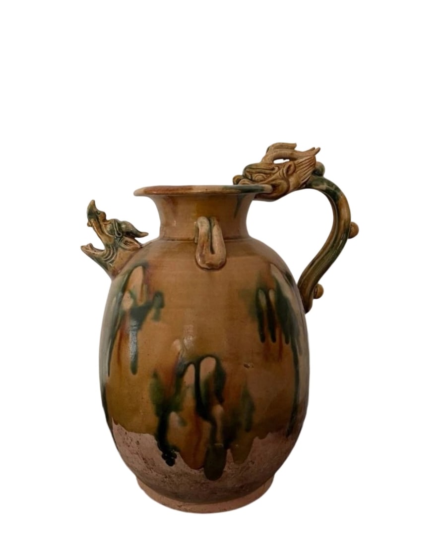 A Sancai Yellow Glazed Dragon Head Teapot Tang Dynasty (1 of 1)