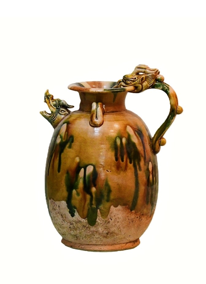 A Sancai Yellow Glazed Dragon Head Teapot Tang Dynasty (1 of 6)