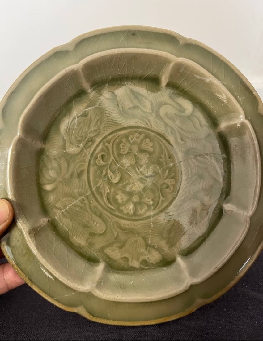 A Yaozhou Kiln Celadon Glazed Carved Dish Northern Song Dynasty (1 of 1)