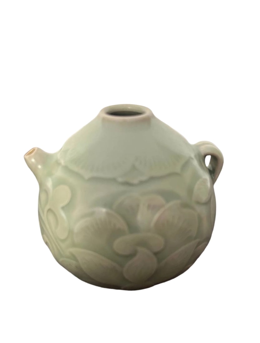 A Yaozhou Celadon Glazed Carved Floral Pattern Teapot Song Dynasty (1 of 1)