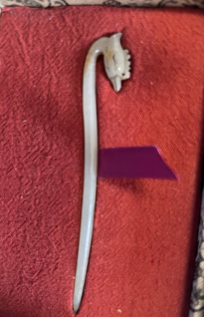 A Chinese White Jade Phoenix Bird Hairpin Song Dynasty (1 of 1)