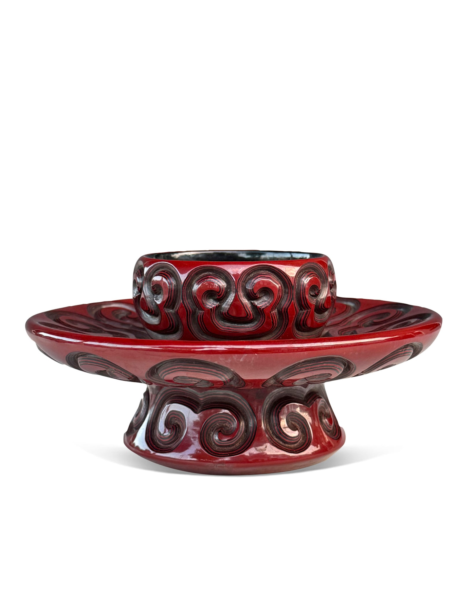 A Chinese Cloud pattern Lacquer Tea Plate Yuan Dynasty 1271-1368 (1 of 8)
