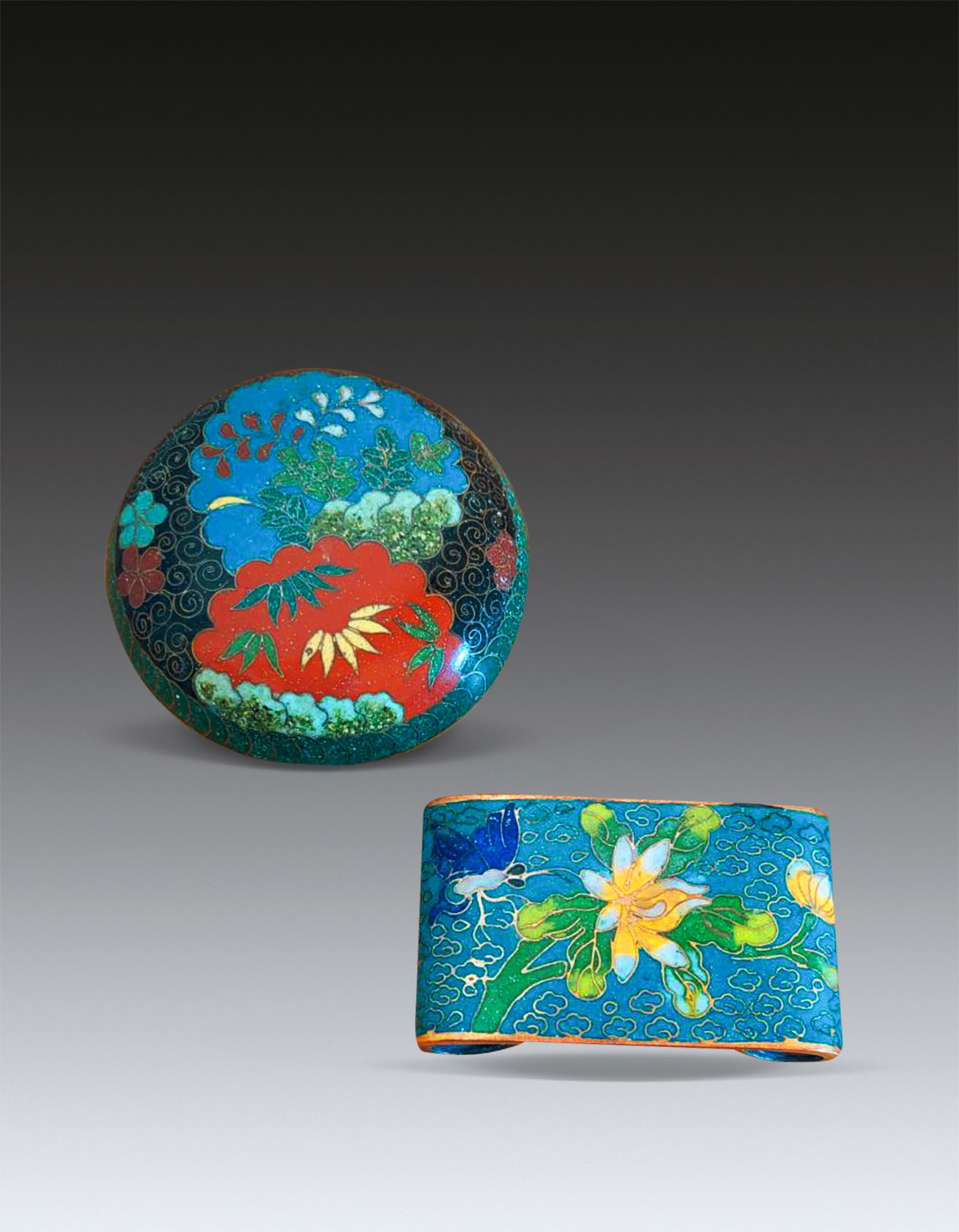 Set of Cloisonn?? Enamel Brush Rests and Box Mid Qing Dynasty (1 of 8)