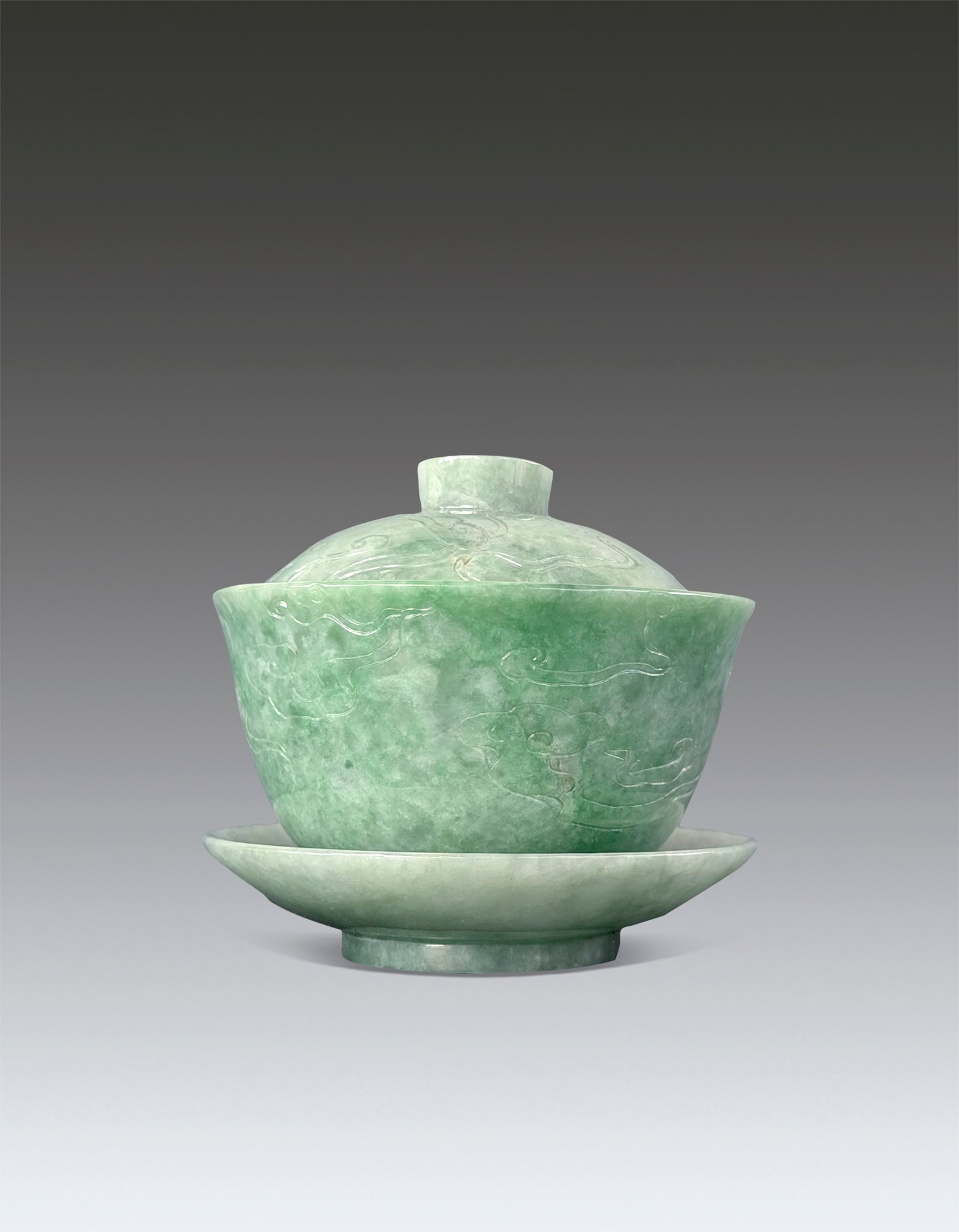 Pair of Natural Jadeite Cup with Cover (1 of 11)