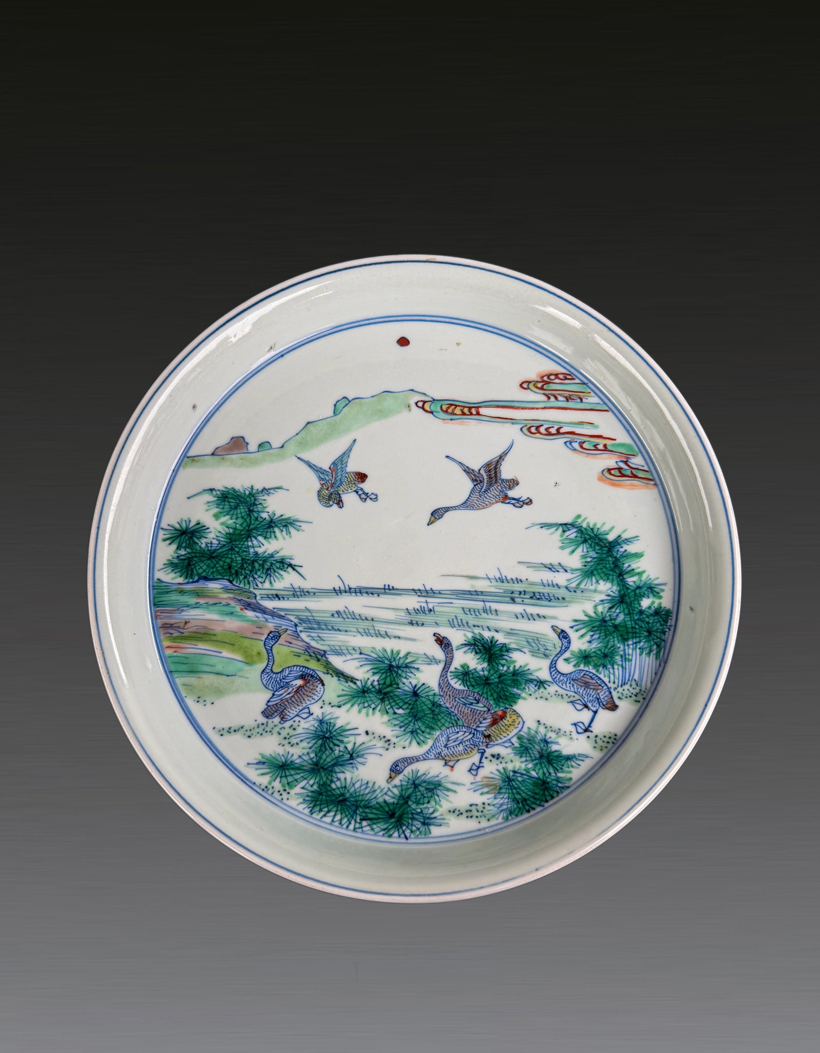A Chinese Doucai Bird Plate Qing Dynasty (1 of 7)