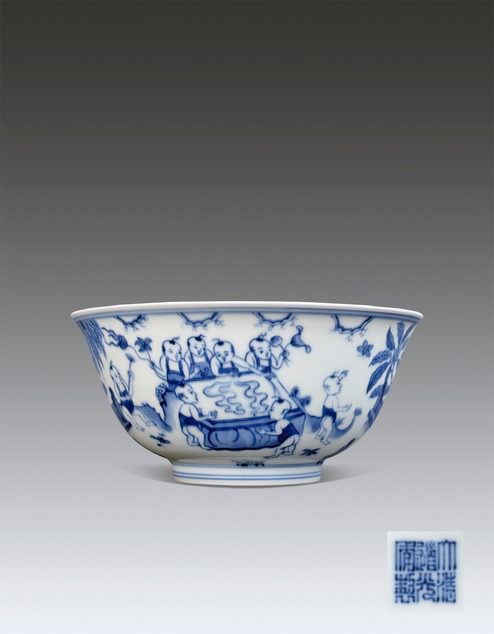 A Chinese Blue and White Figure Bowl Qing Dynasty Daoguang Mark and Period 1820-1850 (1 of 8)