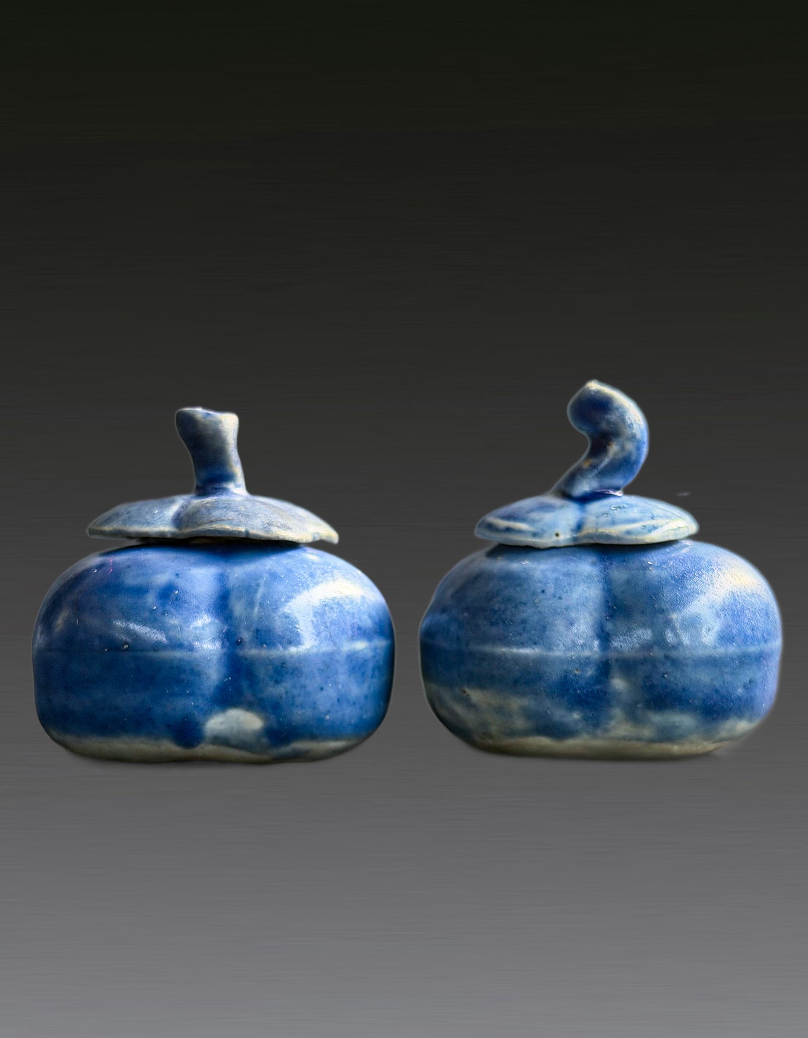 Set of Blue Glazed Persimmon Shaped Water Droppers Qing Dynasty Kangxi Period 1661?C1722 (1 of 13)