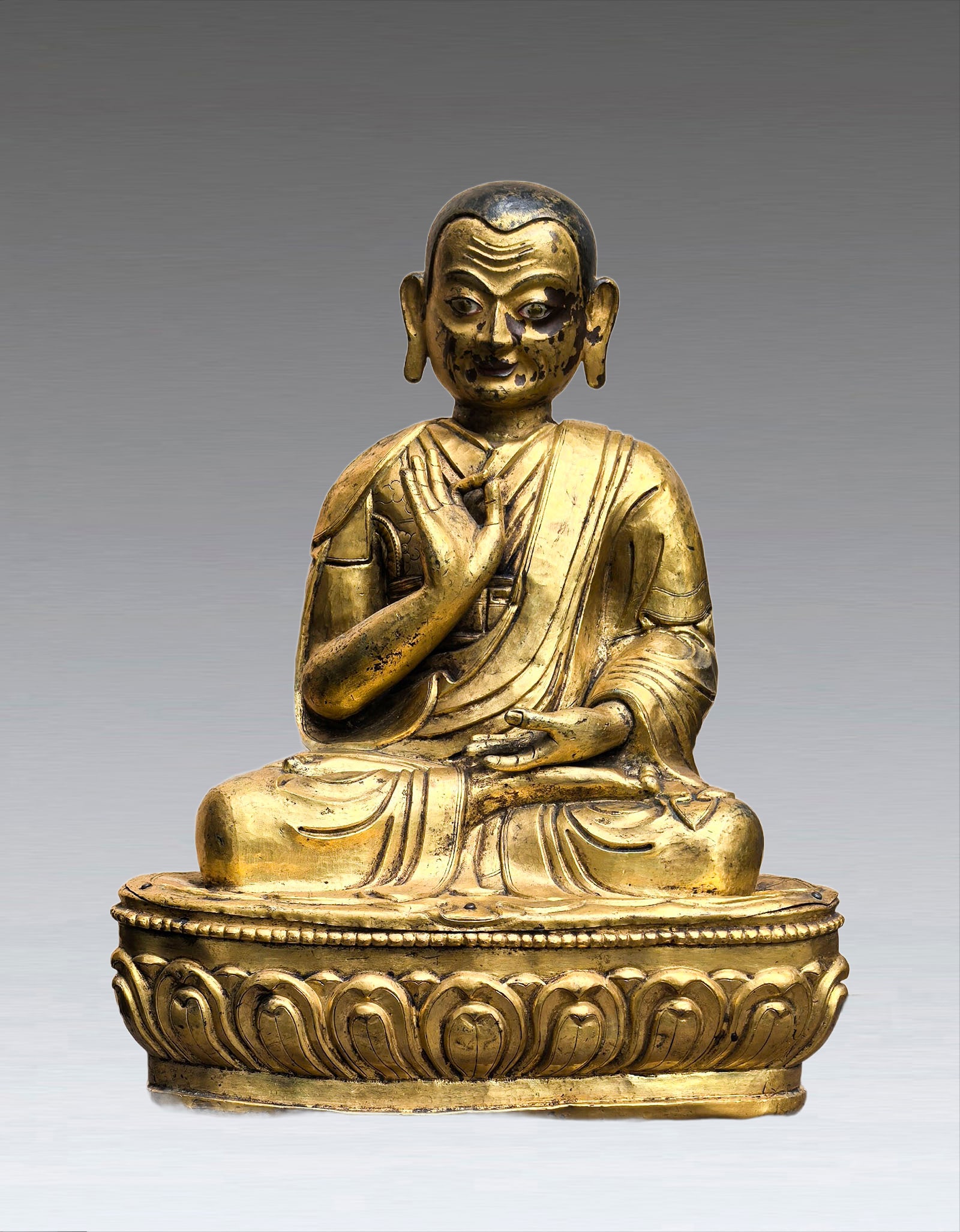 A Tibetan Gilt-Bronze Figure of a Lama, 17?C18th Century (1 of 10)