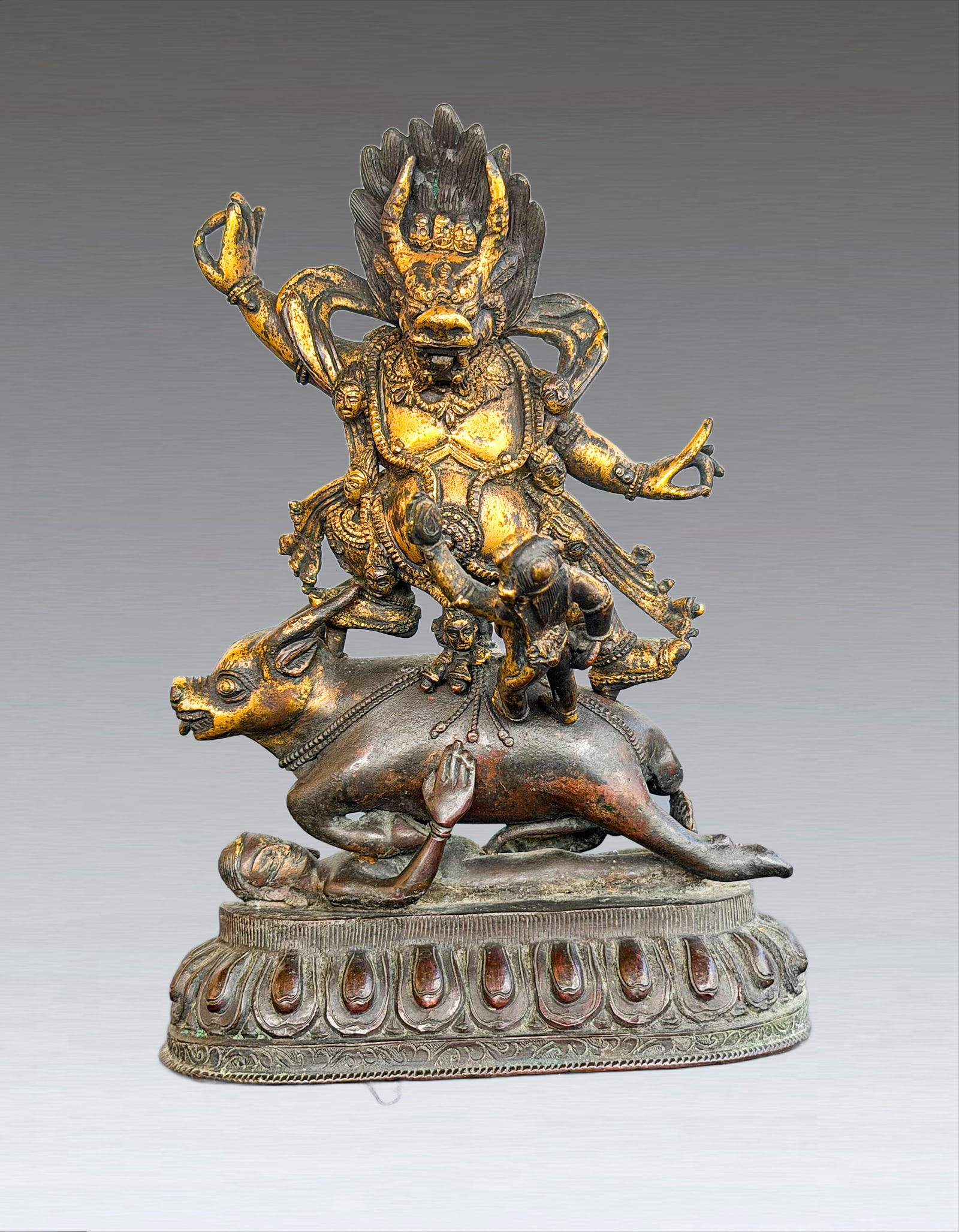 A Tibetan Gilt-Bronze Yama Dharmaraja in Yab-Yum 17?C18th Century (1 of 7)