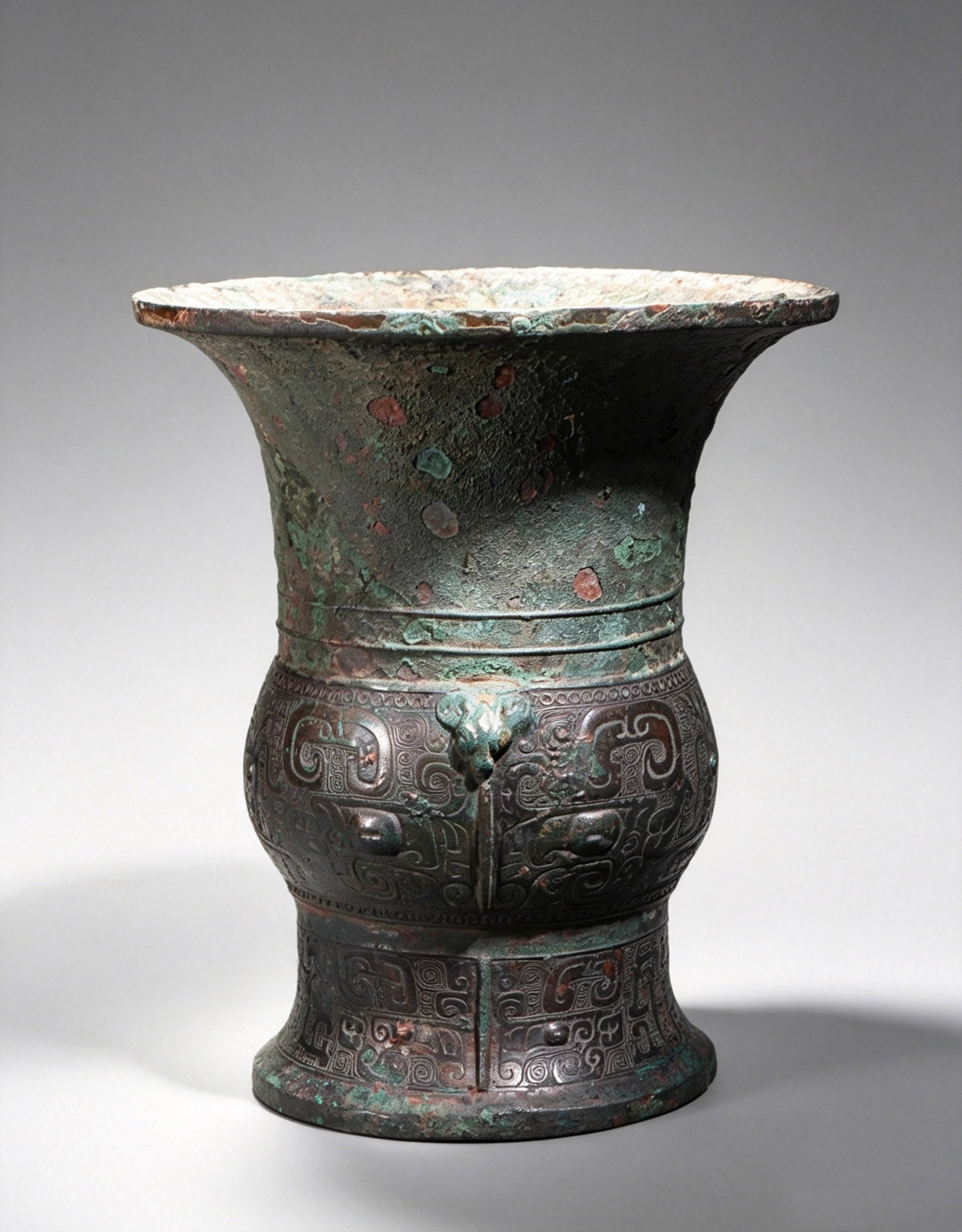 A Chinese Bronze Zun with Inscription and Taotie Shang Dynasty (1 of 8)