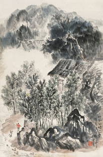 ZHAO WANGYUN bamboo and pond: 69x46