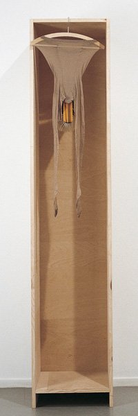 GEORG HEROLD b. 1947 Corpus Delirium, 1989 Wo: GEORGHEROLDb. 1947Corpus Delirium, 1989Wood, coat-hanger, nylon tights, and broom.82 ⅝ x 17