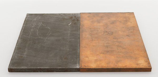 CARL ANDRE b. 1935 Satier, 1989 Copper and st: CARLANDREb. 1935Satier, 1989Copper and steel.11 ¾ x 12 x ¼ in. (29.8 x 30.5 x .6 cm)