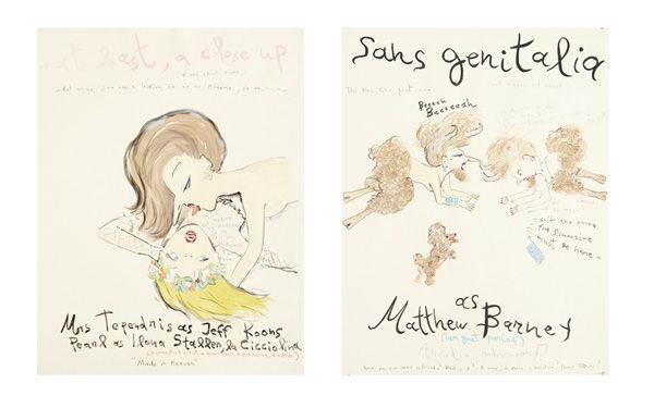 KONSTANTIN KAKANIAS b. 1961 Two Works: (i) Jef: KONSTANTINKAKANIASb. 1961Two Works: (i) Jeff Koons: At Last a Close Up; (ii) Matthew Barney: Sans Genetalia, 1990Graphite co
