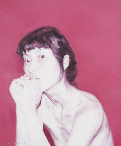 HE SEN b. 1968 Sucking her Finger, 2001 Oil o: HESENb. 1968Sucking her Finger, 2001Oil on linen.23 ⅝ x 19 ⅝ in. (60 x 49.8 cm).