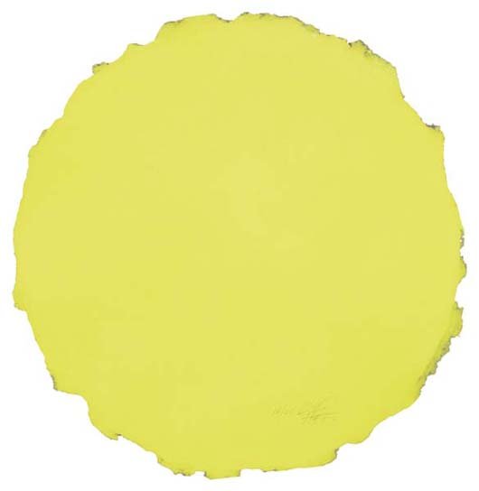 DAN FLAVIN, 1933: Guggenheim Tondo, 1992 Mezzotint. Dimensions: 13 in (33 cm) diameter. Signed, dated and numbered. This work is from an edition of 25.