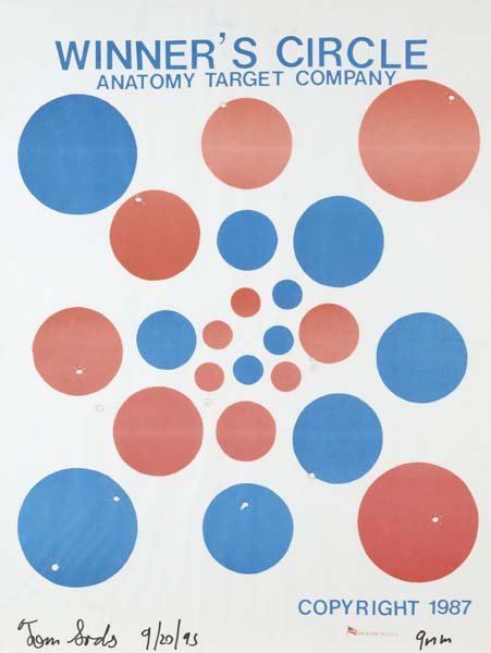 TOM SACHS, 1966: Untitled, 1995 Gunshot on paper. Dimensions: 22 ¼ x 17 in. (56.5 x 43.2 cm). Signed, dated and inscribed "9mm" on lower edge. This work is unique.