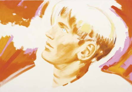 NORBERT BISKY, b. 1970: Tagessieger, 2002 Acrylic on canvas. 27 ¾ x 39 ½ in. (70.5 x ,100.3 cm) Titled "Tagessieger" and dated "2002" twice on the reverse. Provenance: Galerie Michael Schultz, Berlin