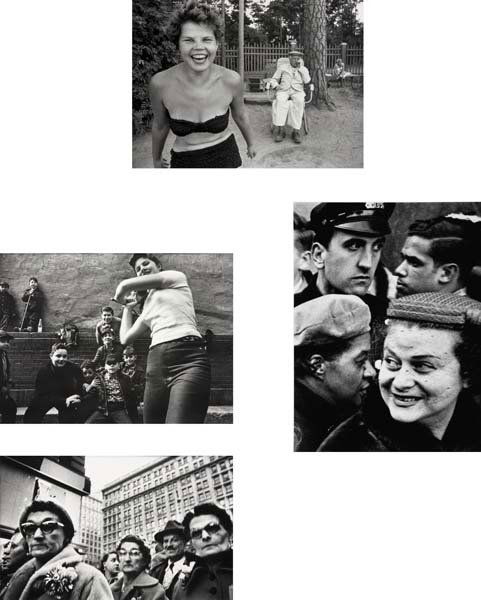 WILLIAM KLEIN, b. 1928: Selected Images, 1954-1959 Eight gelatin silver prints, printed 1980s. Varying sizes from 8 ¾ x 14 in. (22.2 x 35.6 cm) to 11 ⅛ x 15 in. (28.3 x 38.1 cm) or the reverse. Each signed, tit