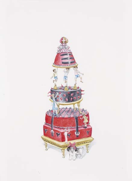 ALEXIS DUQUE: Cake, 2006 Acrylic on paper. 10 ¾ x 7 ¾ in. (27.3 x 19.7 cm). Signed, titled and dated on verso. Provenance: Gallery 10G, New York
