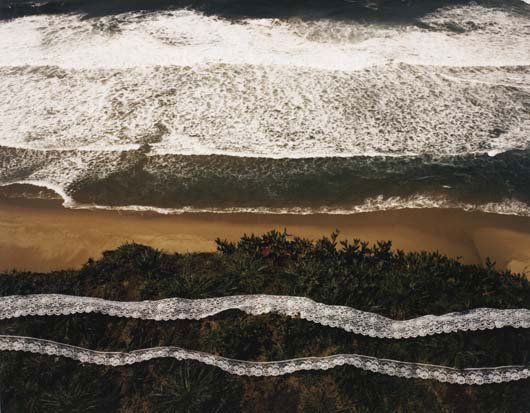 JOHN PFAHL, b. 1939: Wave, Lave, Lace, Pescadero Beach, California, 1978; and Triangle, Bermuda, 1975 Two color coupler prints. Each 14 ¼ x 18 ¼ in. (36.2 x 46.4 cm). Each signed, titled, dated, numbered 12/