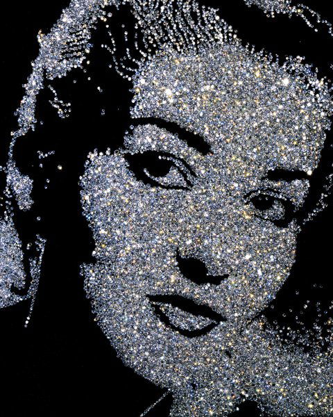 Vik Muniz, b. 1961: Maria Callas, from Diamond Divas series, 2004 Dye destruction print. 59 ⅛ x 47 ¼ in. (150.2 x 120 cm). Signed and dated on a label affixed to the reverse of the flush-mount. Number 5 fro