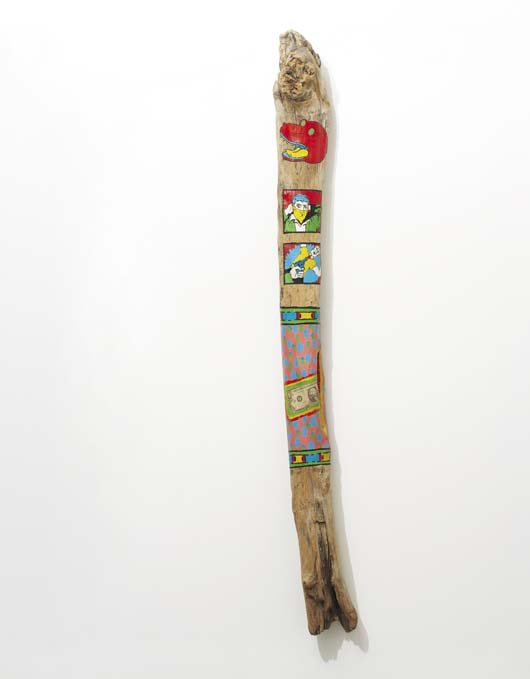 DAVID WOJNAROWICZ, 1954-1992: Title: DAVID WOJNAROWICZ, 1954-1992 Description: Dollar Totem, 1984 Medium Dimensions Signature/Edition/Manufacture: Acrylic and dollar note on wood. 60 in. (152.4 cm) high. Signed and dated.